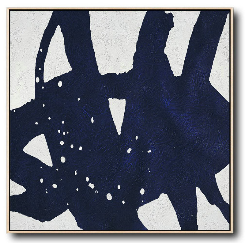 Original Artwork Extra Large Abstract Painting,Hand Painted Navy Minimalist Painting On Canvas,Modern Paintings On Canvas
